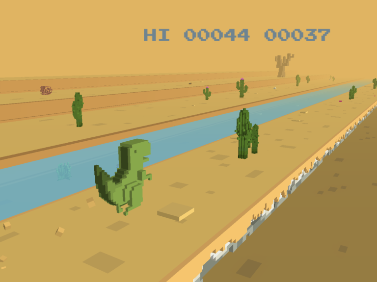 Chrome T-Rex Dinosaur Game 3D